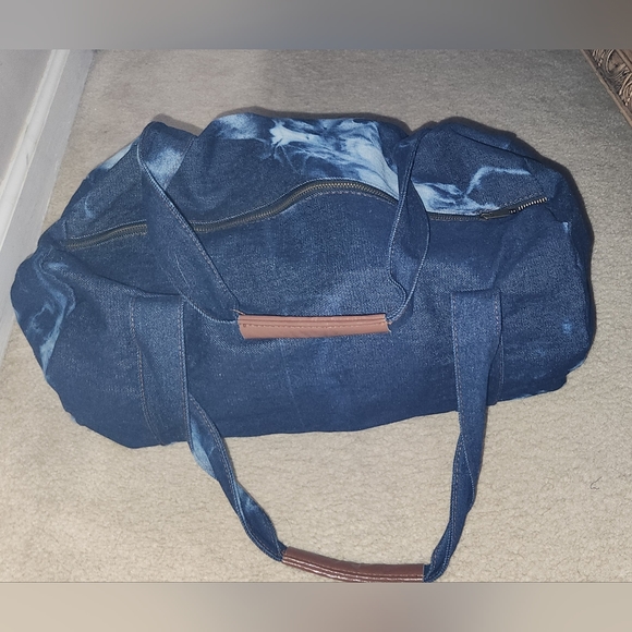 VINTAGE GUESS JEAN MANUFACTURER TIE DYE REVERSE WEAVE DUFFLE BAG 17" WIDE - Picture 8 of 16